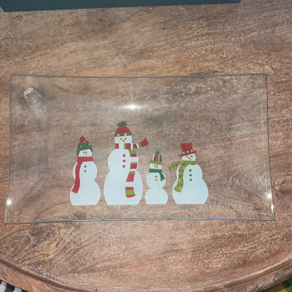 The Pampered Chef Snowmen Rectangular Platter in Original Packaging